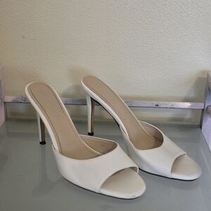 Elegant White Heeled Mules